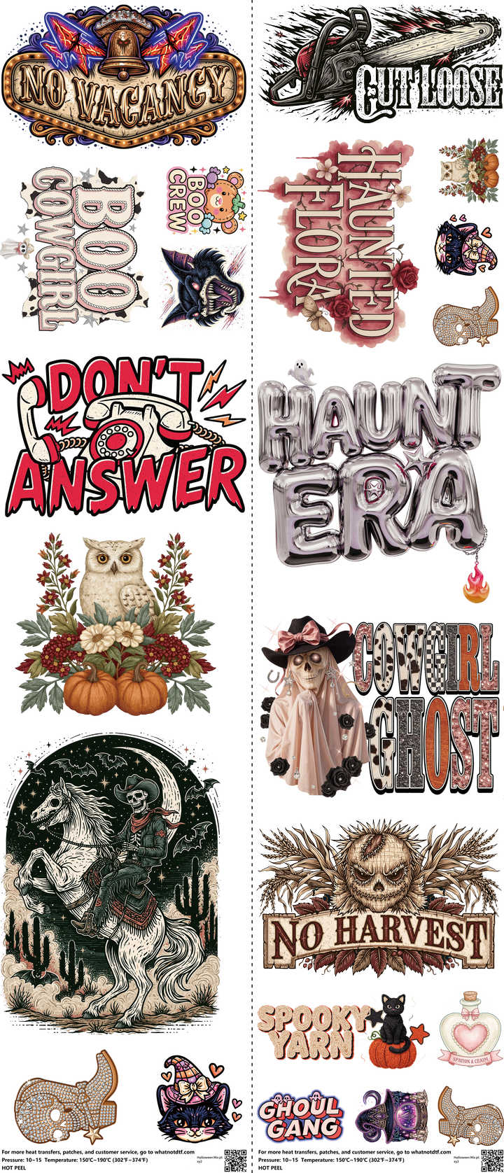 Halloween Mix Ptxy2 mixed-style heat transfer design set on a 23.5 by 53 inch sheet