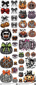 Halloween mixed-style heat transfer design set on a 23.5 by 53 inch sheet