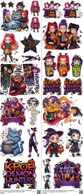 Halloween mixed-style heat transfer design set on a 23.5 by 53 inch sheet