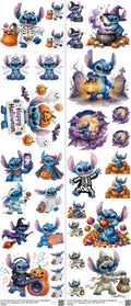Halloween mixed-style heat transfer design set on a 23.5 by 53 inch sheet