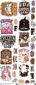 Halloween Ptxy3 mixed-style heat transfer design set on a 23.5 by 53 inch sheet