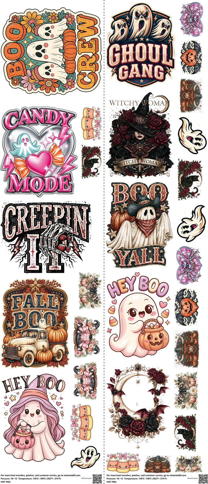 Halloween Ptxy3 mixed-style heat transfer design set on a 23.5 by 53 inch sheet