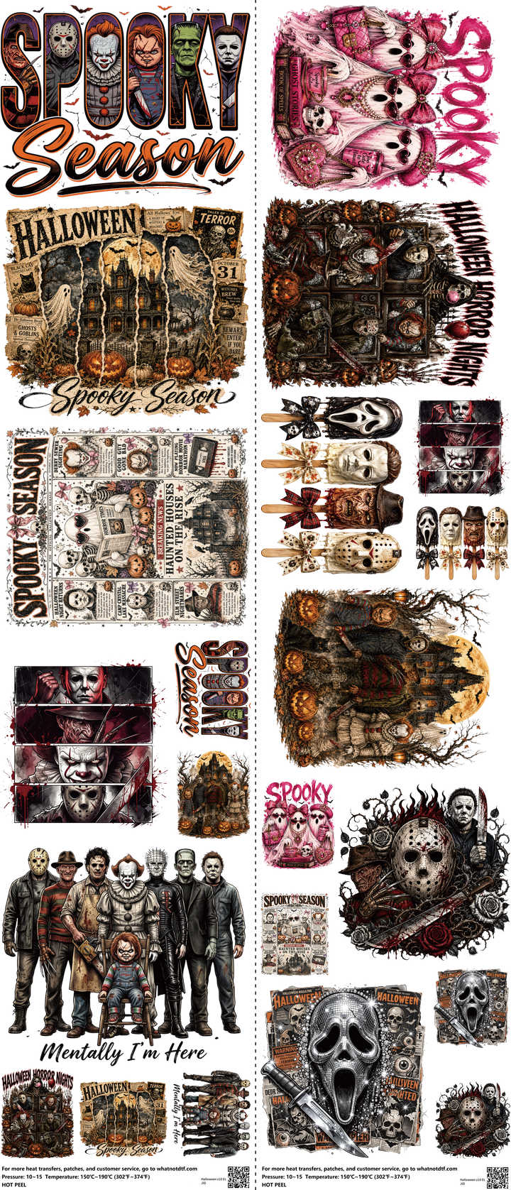 Halloween Z10 mixed-style heat transfer design set on a 23.5 by 53 inch sheet
