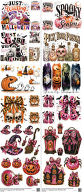 Halloween mixed-style heat transfer design set on a 23.5 by 53 inch sheet