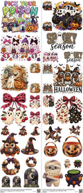 Halloween mixed-style heat transfer design set on a 23.5 by 53 inch sheet