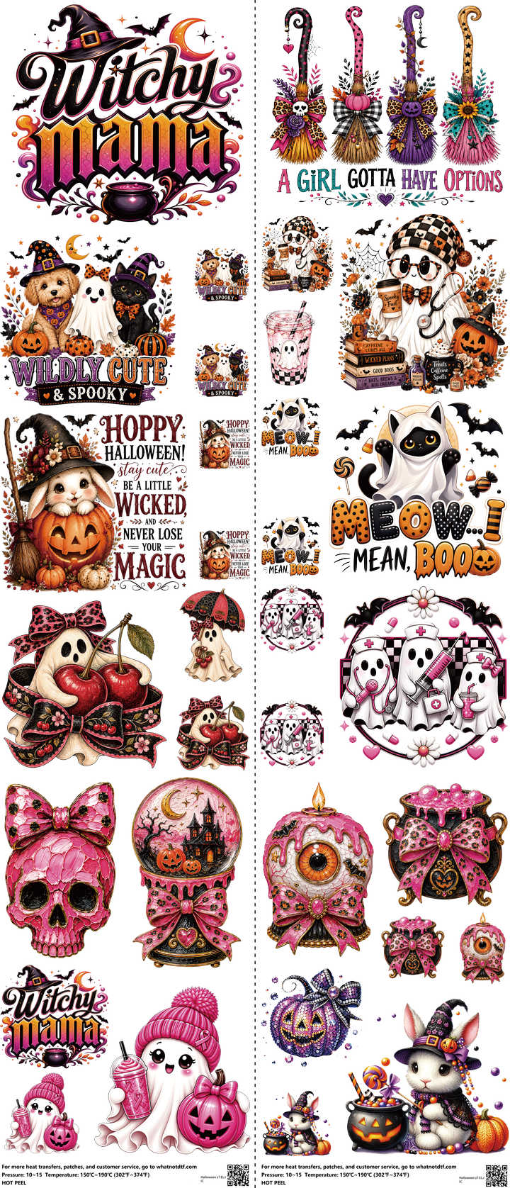 Halloween Z7 mixed-style heat transfer design set on a 23.5 by 53 inch sheet