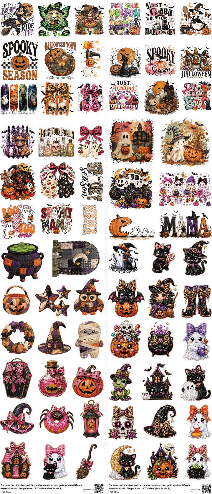 Halloween Z8 mixed-style heat transfer design set on a 23.5 by 53 inch sheet