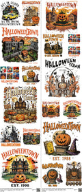 Halloweentown H1 mixed-style heat transfer design set on a 23.5 by 53 inch sheet