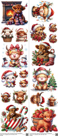 Highland Cow mixed-style heat transfer design set on a 23.5 by 53 inch sheet