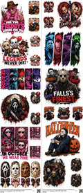 Horror mixed-style heat transfer design set on a 23.5 by 53 inch sheet
