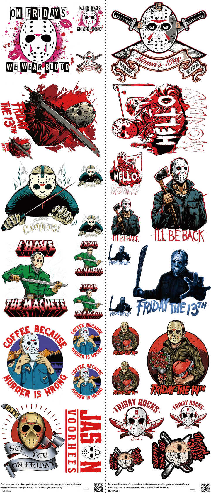 Horror mixed-style heat transfer design set on a 23.5 by 53 inch sheet