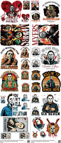 Horror mixed-style heat transfer design set on a 23.5 by 53 inch sheet
