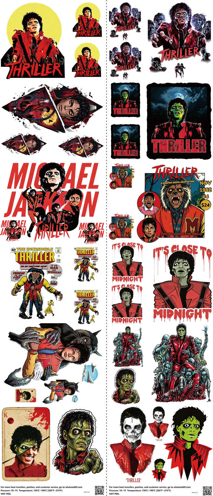 Horror mixed-style heat transfer design set on a 23.5 by 53 inch sheet