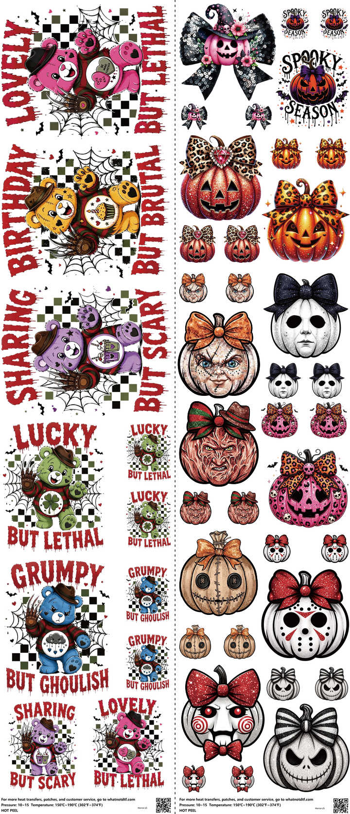 Horror mixed-style heat transfer design set on a 23.5 by 53 inch sheet