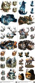 Hunting mixed-style heat transfer design set on a 23.5 by 53 inch sheet