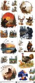 Hunting H7 mixed-style heat transfer design set on a 23.5 by 53 inch sheet
