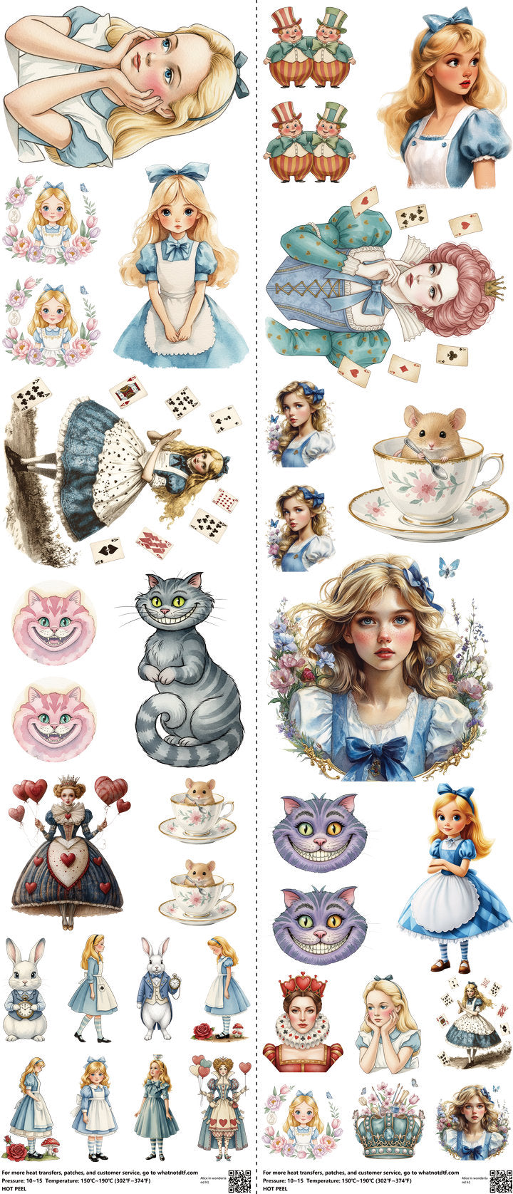 Family Animation Style mixed-style heat transfer design set on a 23.5 by 53 inch sheet