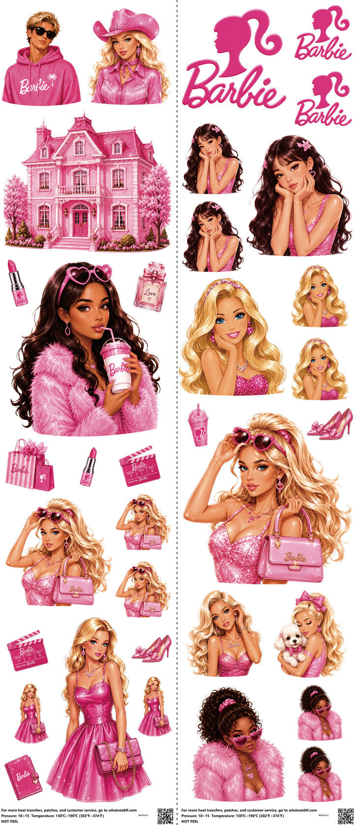 Animated Art mixed-style heat transfer design set on a 23.5 by 53 inch sheet