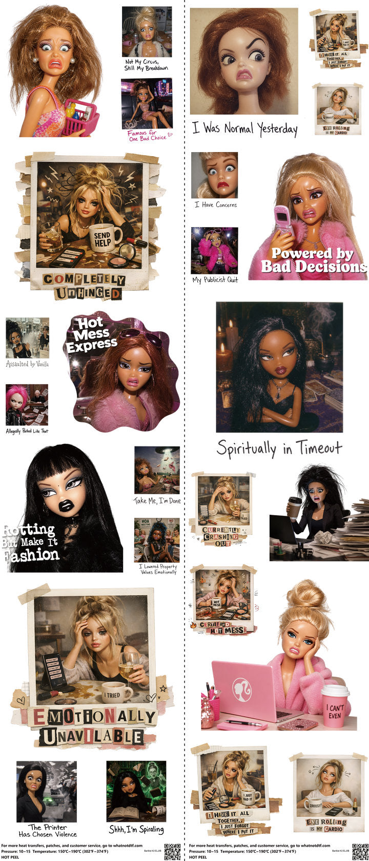 Animated Art mixed-style heat transfer design set on a 23.5 by 53 inch sheet