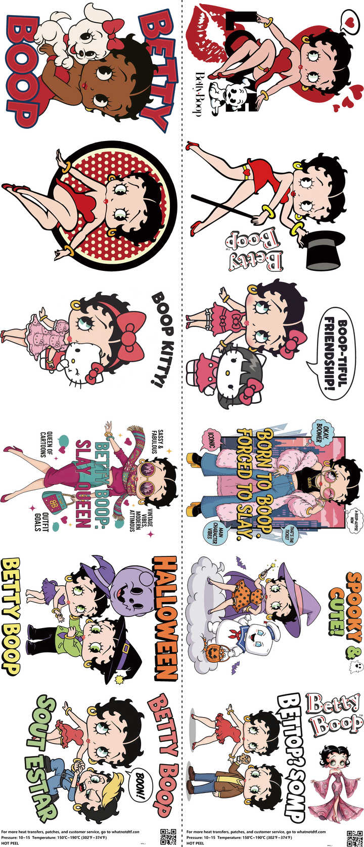 Classic Cartoon Style mixed-style heat transfer design set on a 23.5 by 53 inch sheet