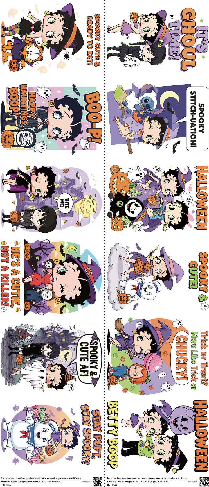 Classic Cartoon Style mixed-style heat transfer design set on a 23.5 by 53 inch sheet