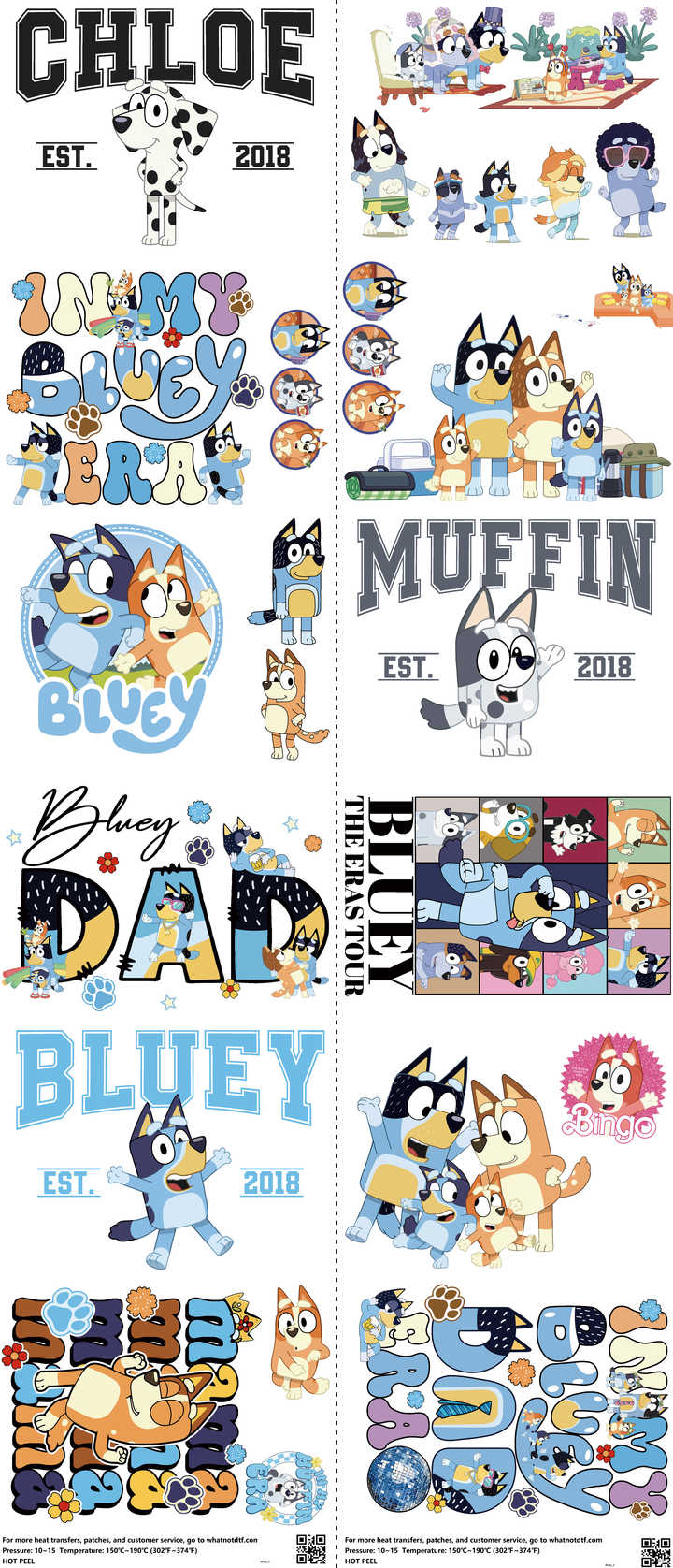 Kids Cartoon Style mixed-style heat transfer design set on a 23.5 by 53 inch sheet