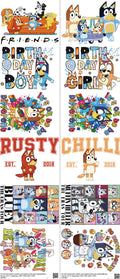Kids Cartoon Style mixed-style heat transfer design set on a 23.5 by 53 inch sheet