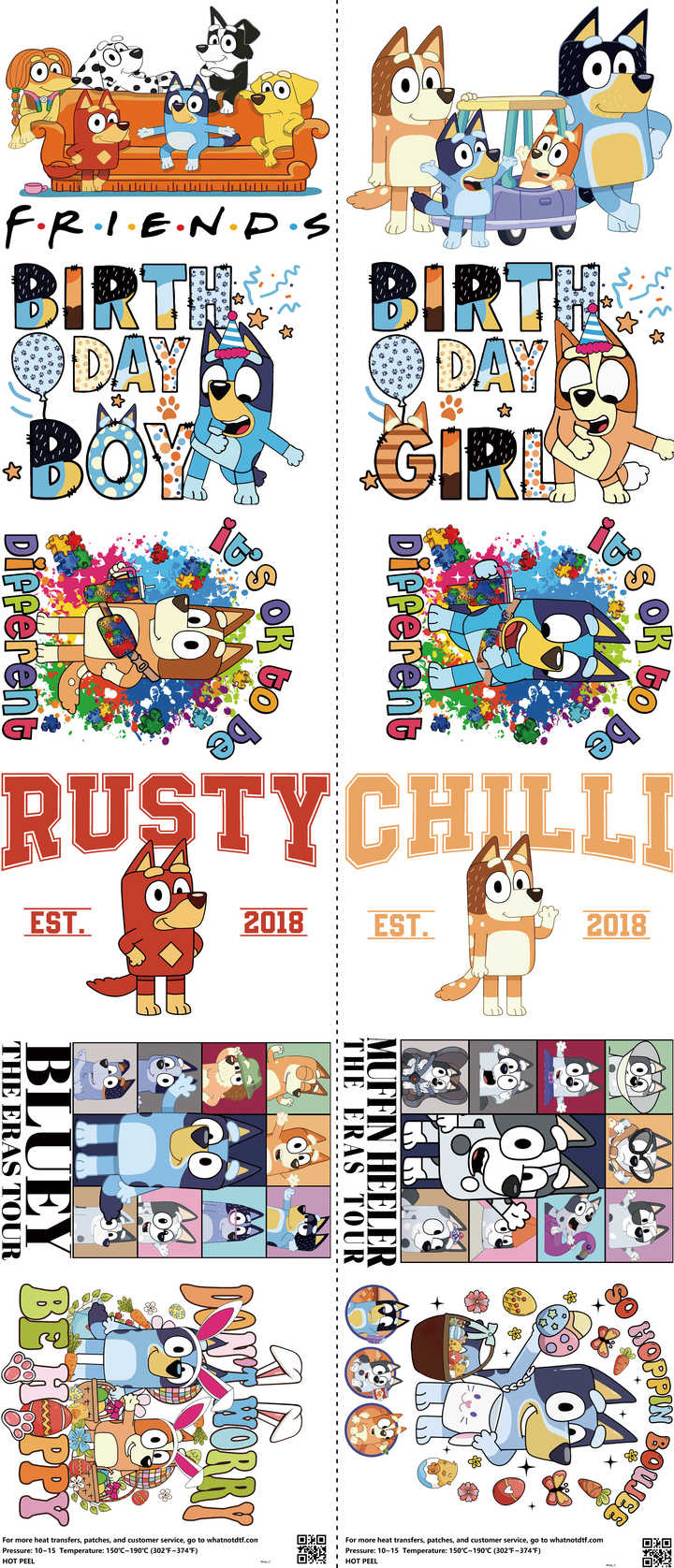 Kids Cartoon Style mixed-style heat transfer design set on a 23.5 by 53 inch sheet