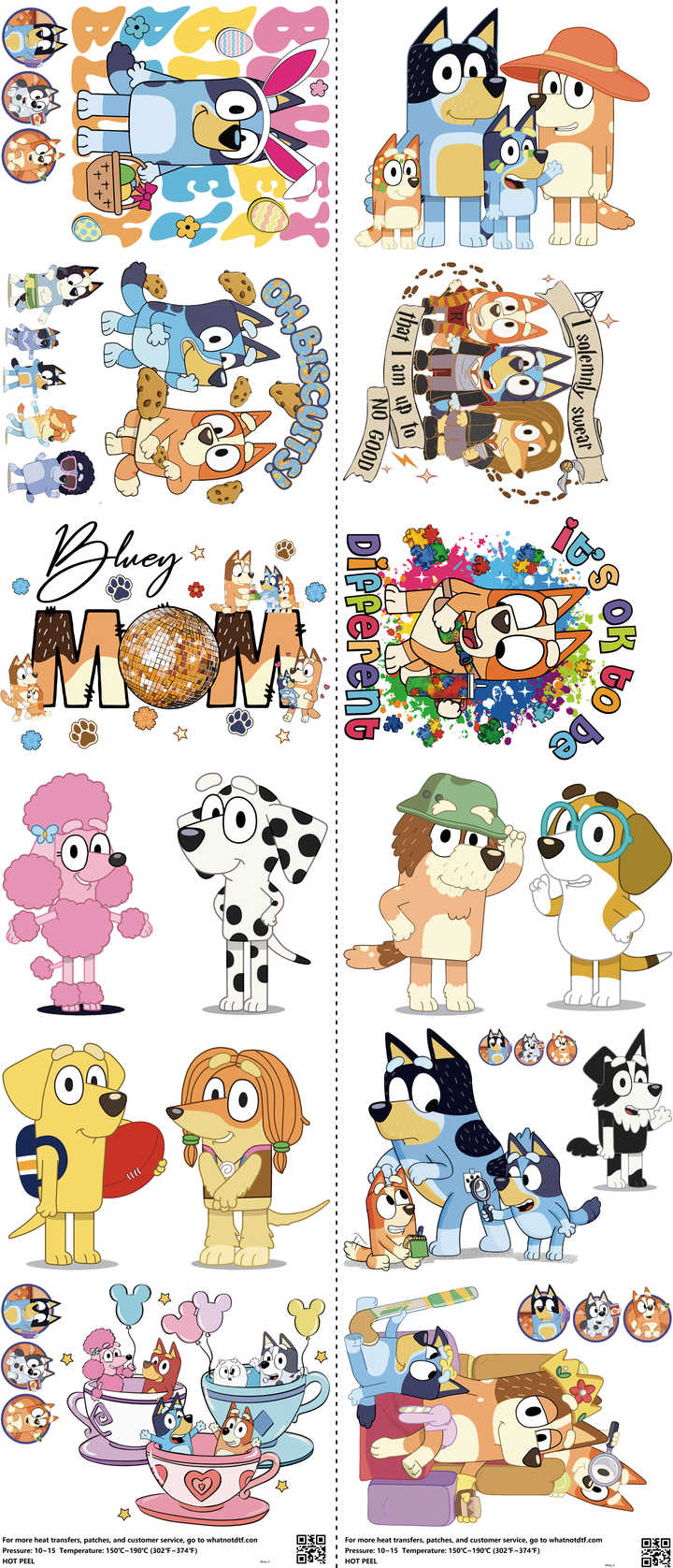Kids Cartoon Style mixed-style heat transfer design set on a 23.5 by 53 inch sheet