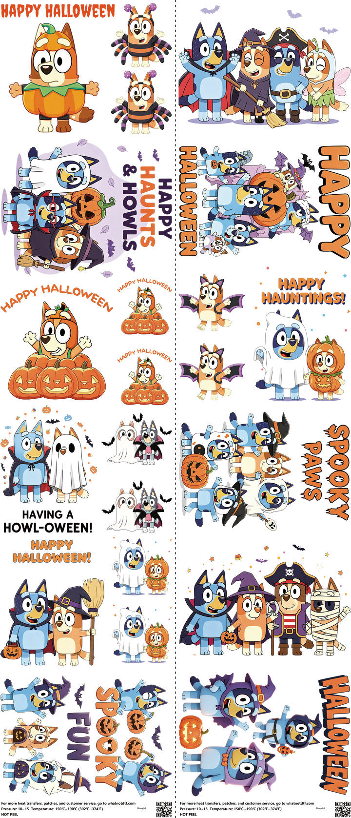 Kids Cartoon Style mixed-style heat transfer design set on a 23.5 by 53 inch sheet