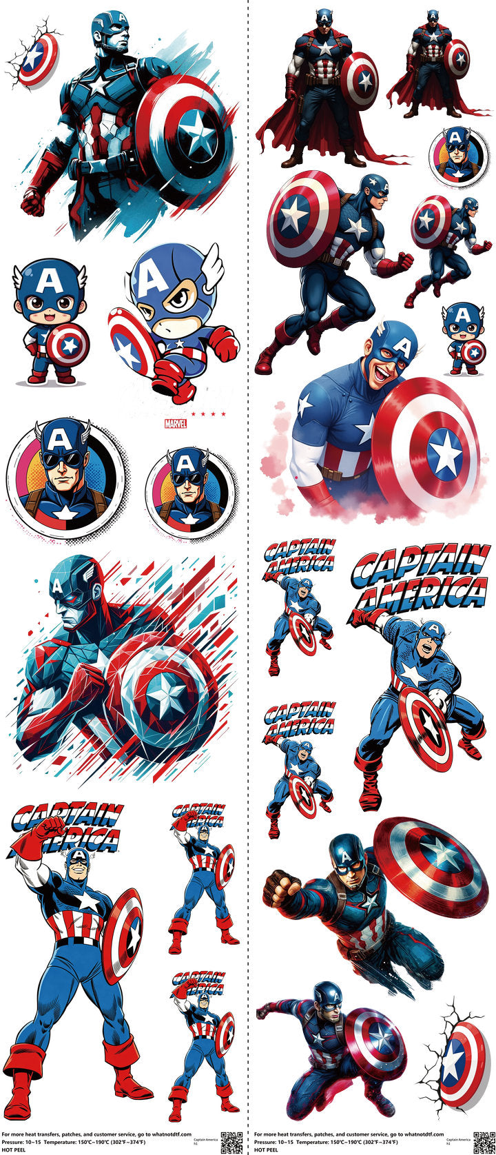 Hero-Inspired Art mixed-style heat transfer design set on a 23.5 by 53 inch sheet