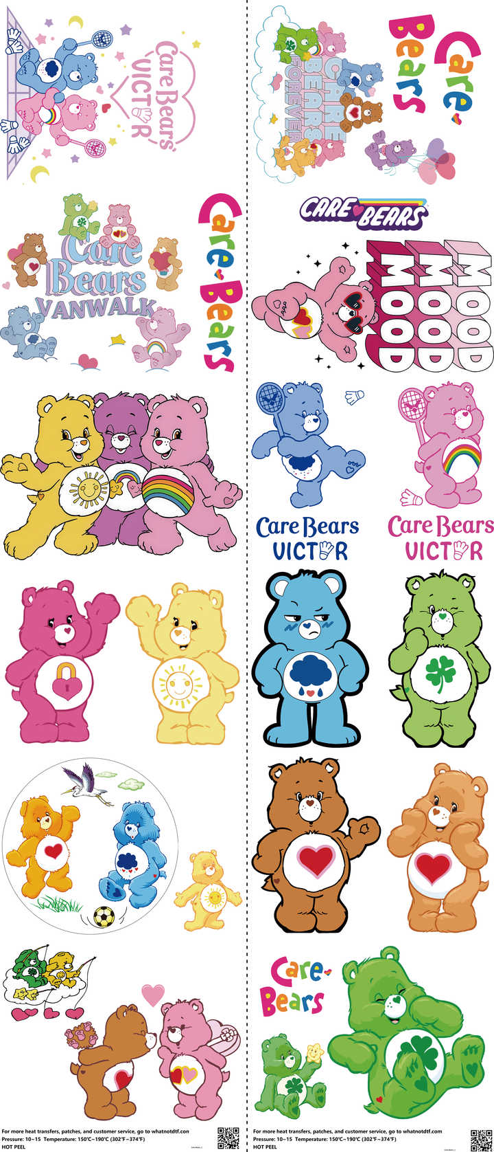 Kids Cartoon Style mixed-style heat transfer design set on a 23.5 by 53 inch sheet