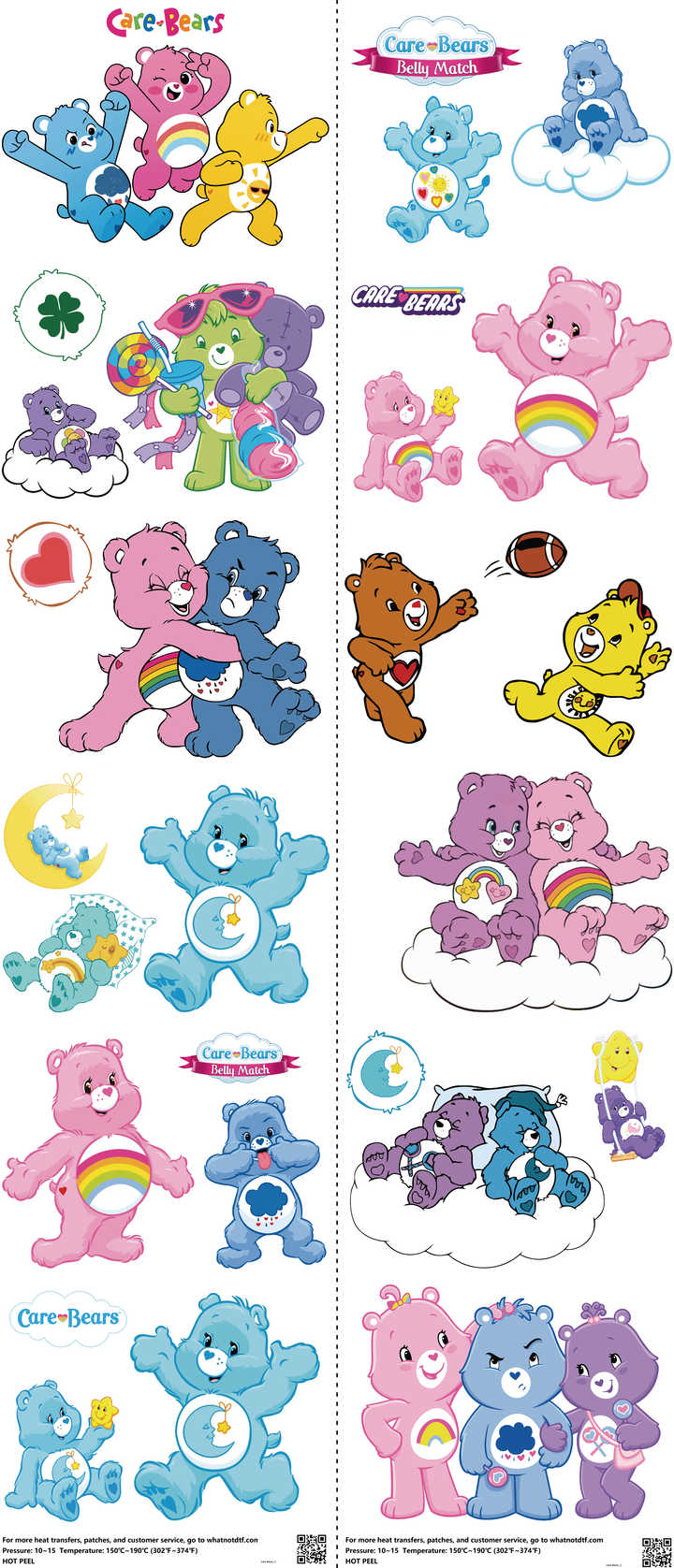 Kids Cartoon Style mixed-style heat transfer design set on a 23.5 by 53 inch sheet