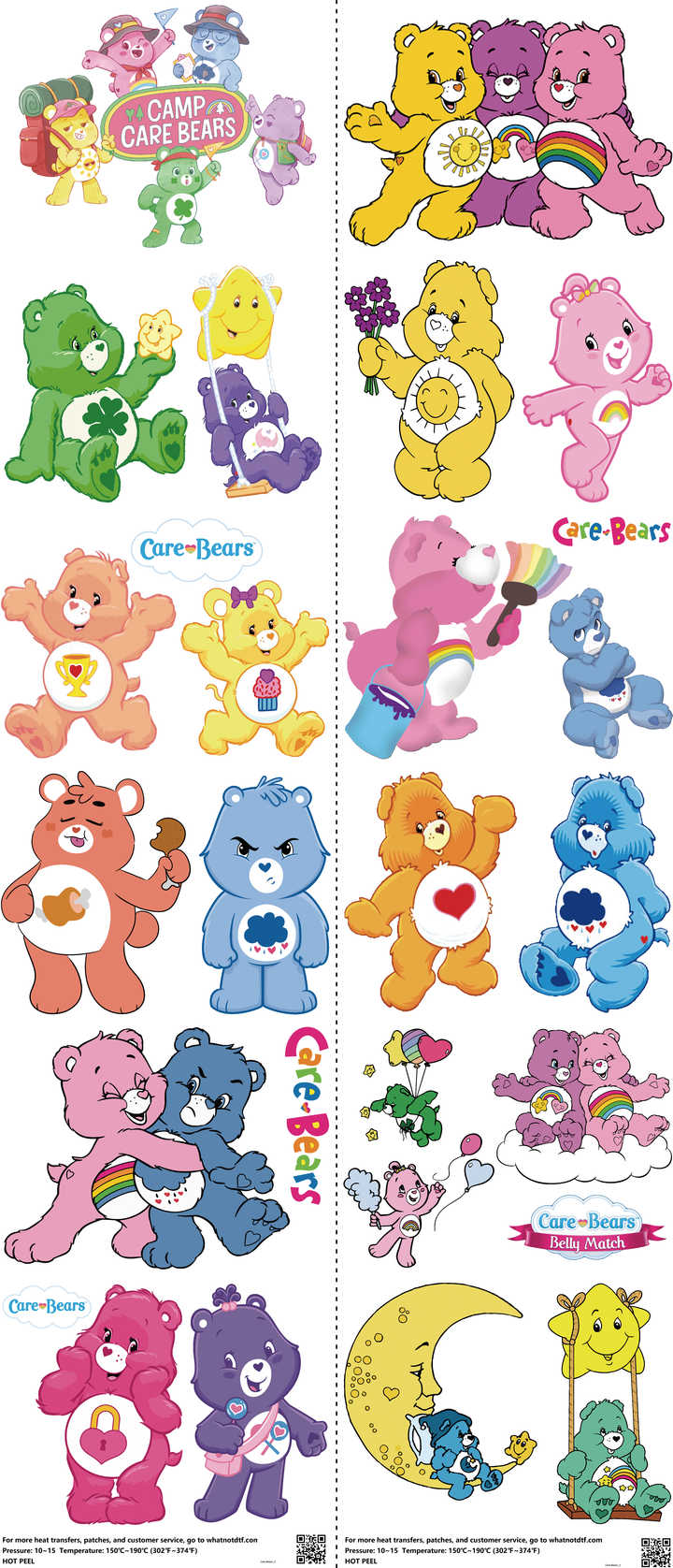 Kids Cartoon Style mixed-style heat transfer design set on a 23.5 by 53 inch sheet