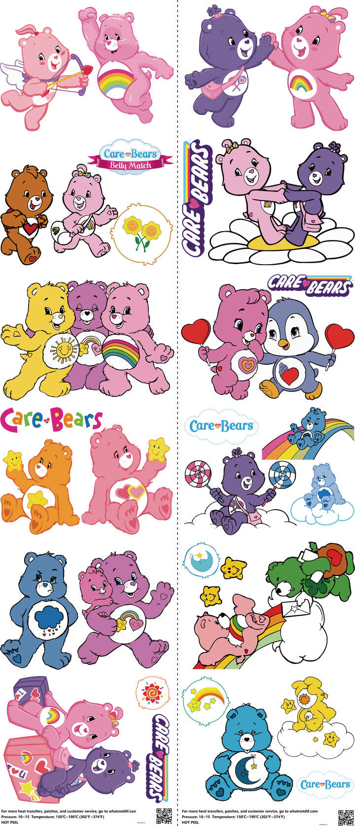Kids Cartoon Style mixed-style heat transfer design set on a 23.5 by 53 inch sheet