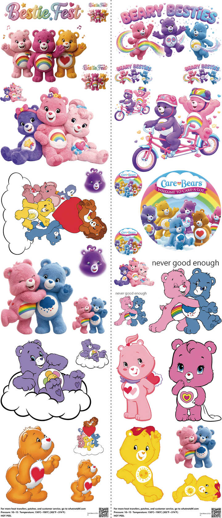 Kids Cartoon Style mixed-style heat transfer design set on a 23.5 by 53 inch sheet