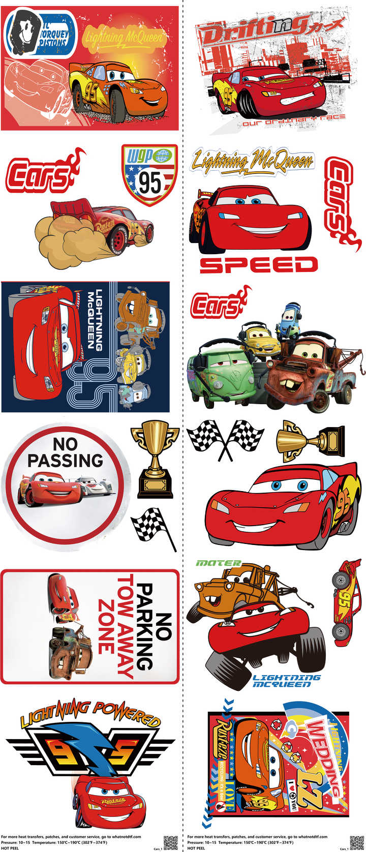 Family Animation Style mixed-style heat transfer design set on a 23.5 by 53 inch sheet