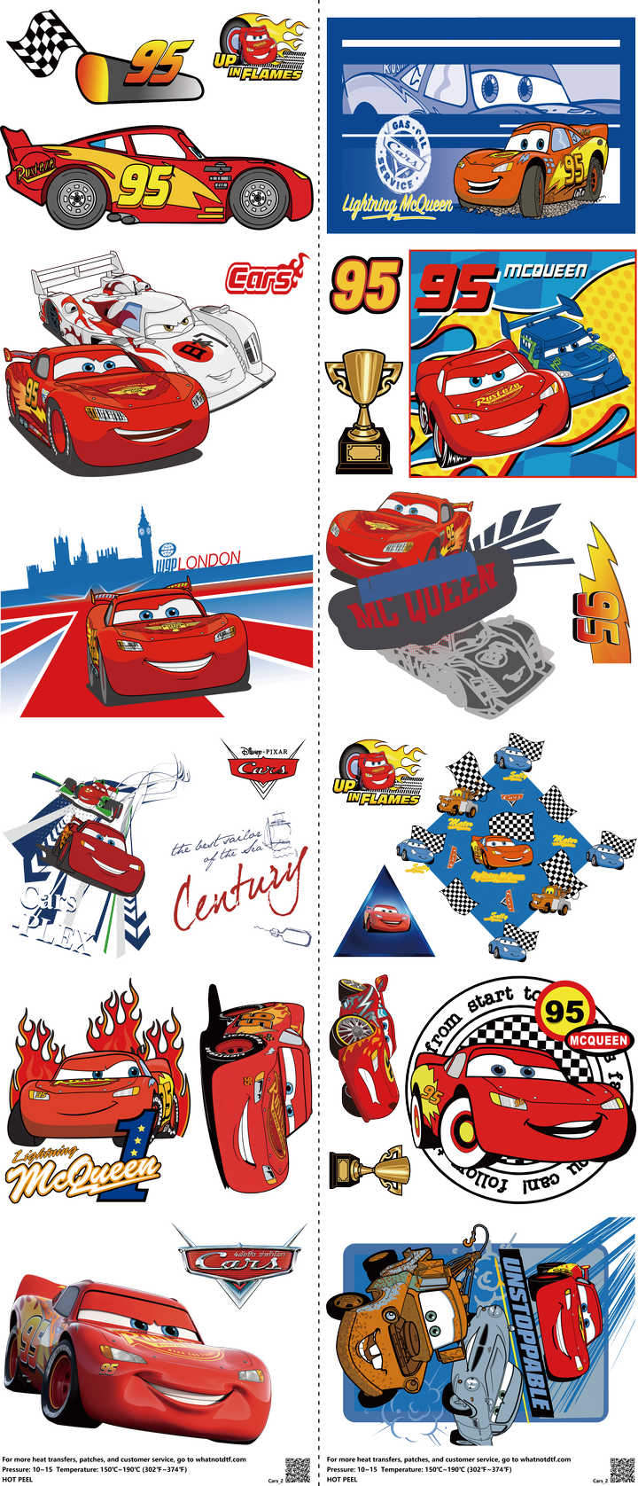 Family Animation Style mixed-style heat transfer design set on a 23.5 by 53 inch sheet