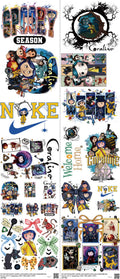 Screen-Inspired Art mixed-style heat transfer design set on a 23.5 by 53 inch sheet