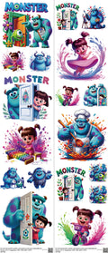 Family Animation Style mixed-style heat transfer design set on a 23.5 by 53 inch sheet