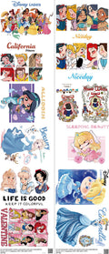 Family Animation Style mixed-style heat transfer design set on a 23.5 by 53 inch sheet
