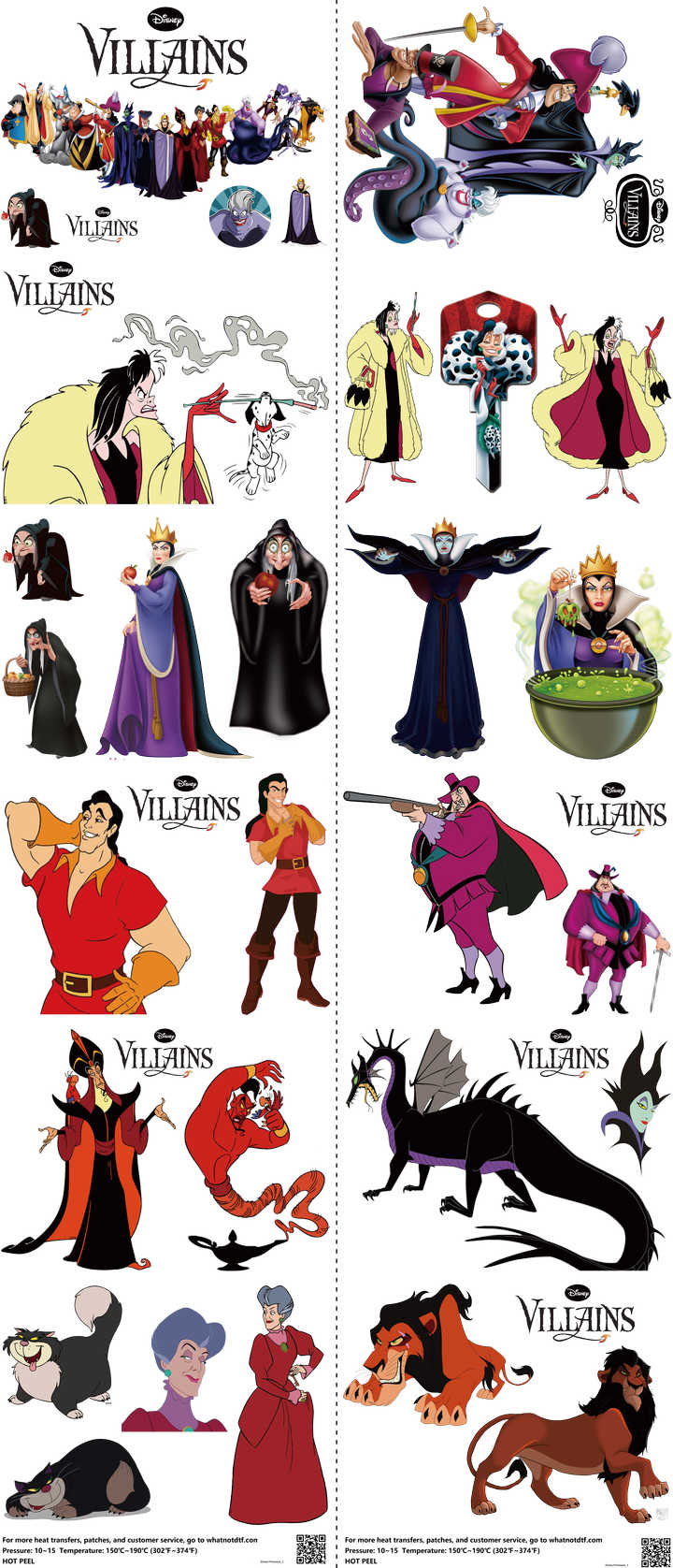 Family Animation Style mixed-style heat transfer design set on a 23.5 by 53 inch sheet