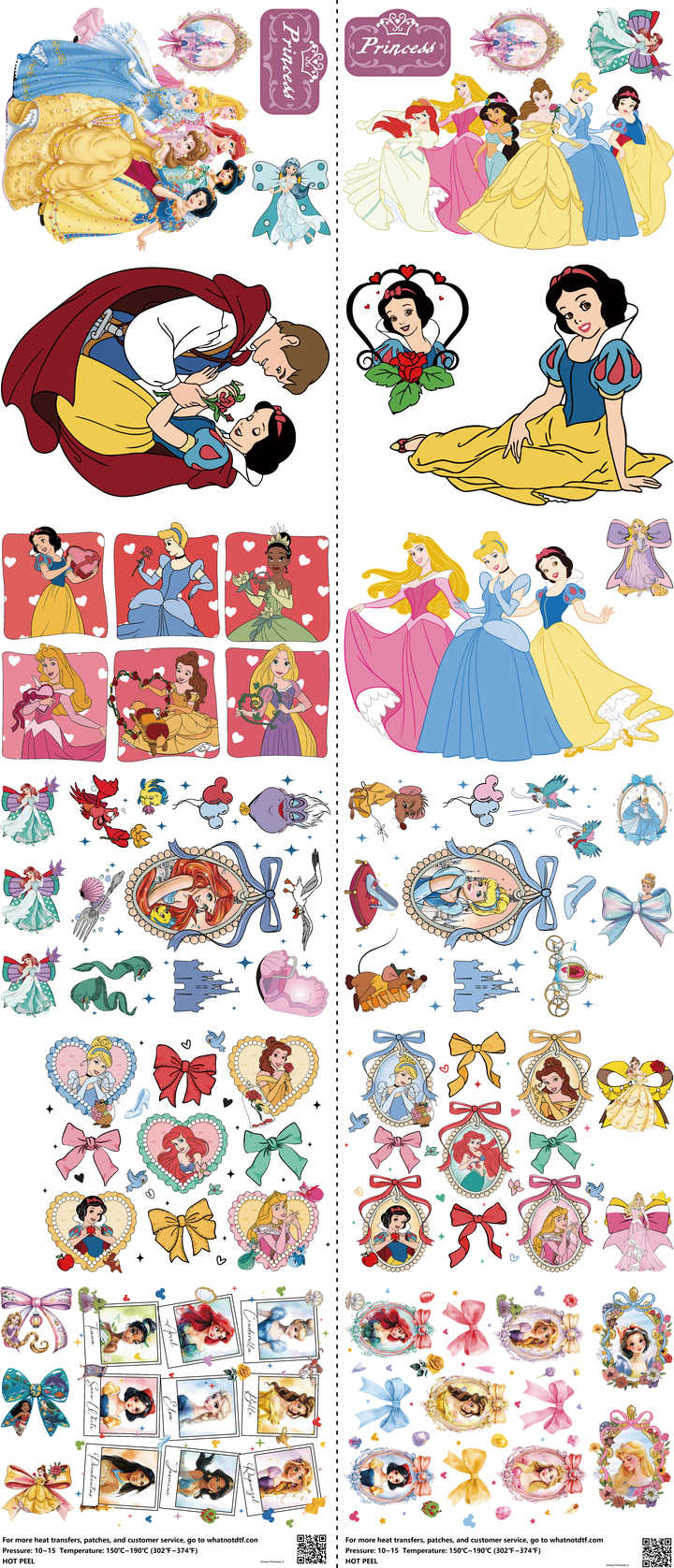 Family Animation Style mixed-style heat transfer design set on a 23.5 by 53 inch sheet