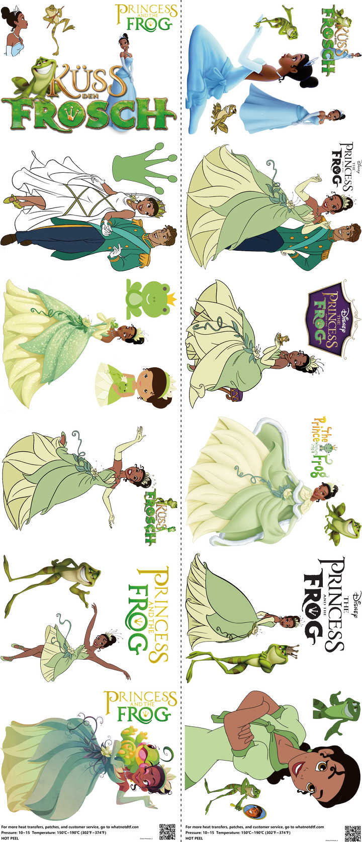 Family Animation Style mixed-style heat transfer design set on a 23.5 by 53 inch sheet