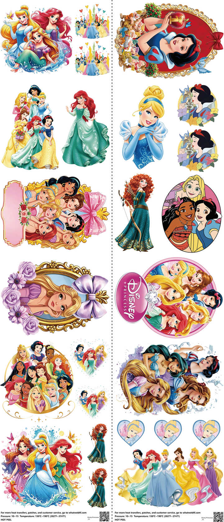 Family Animation Style mixed-style heat transfer design set on a 23.5 by 53 inch sheet