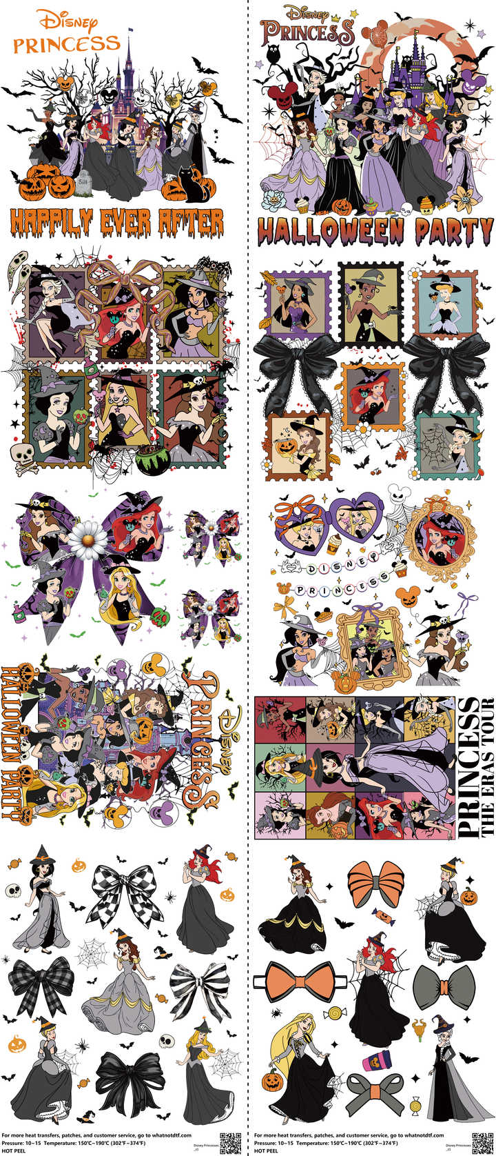 Family Animation Style mixed-style heat transfer design set on a 23.5 by 53 inch sheet