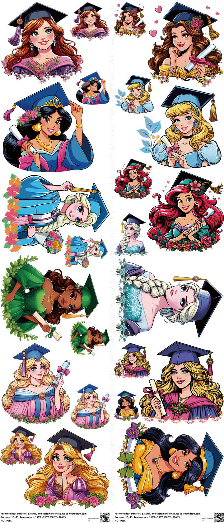 Family Animation Style mixed-style heat transfer design set on a 23.5 by 53 inch sheet