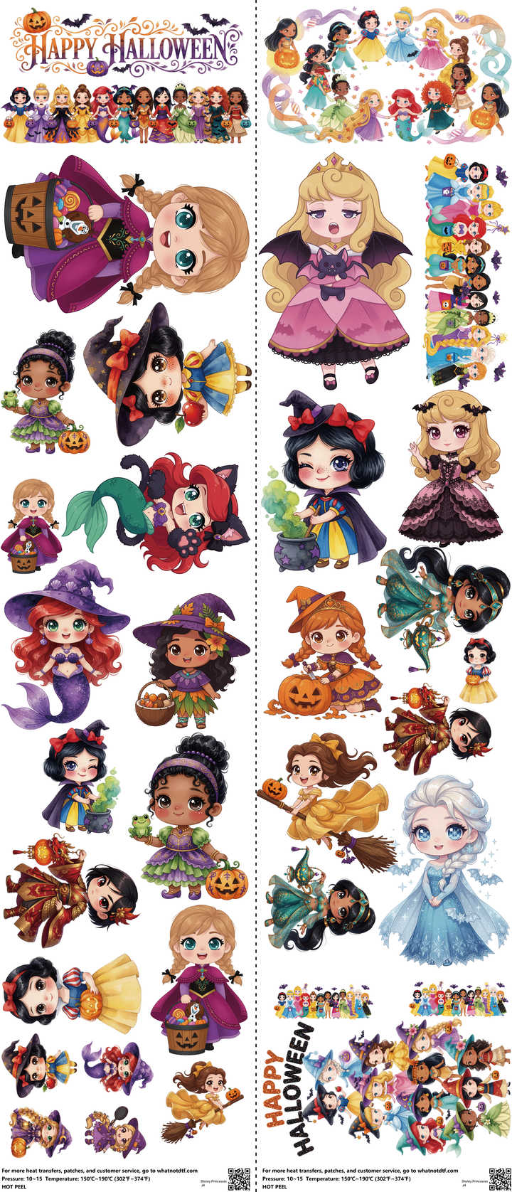 Family Animation Style mixed-style heat transfer design set on a 23.5 by 53 inch sheet