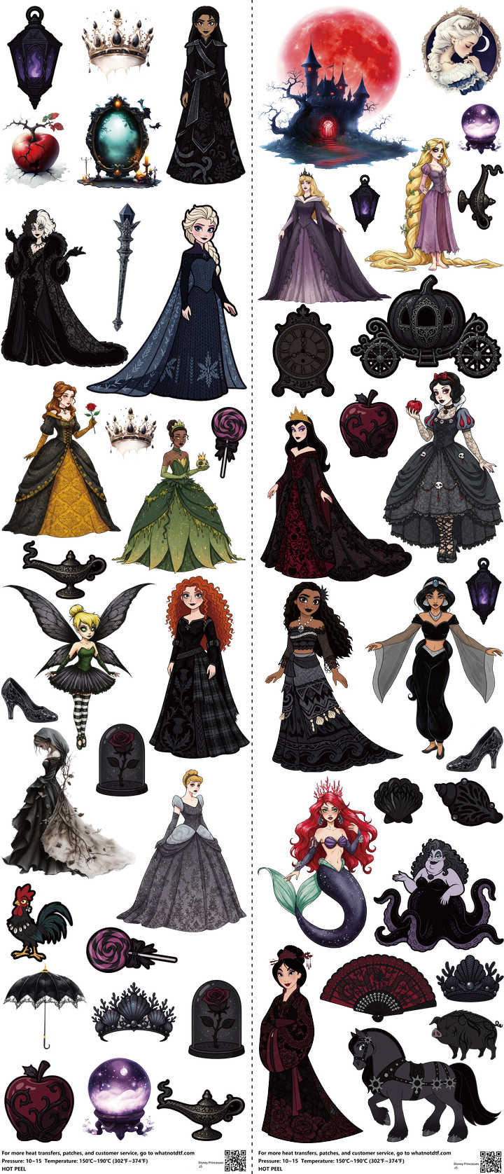 Family Animation Style mixed-style heat transfer design set on a 23.5 by 53 inch sheet