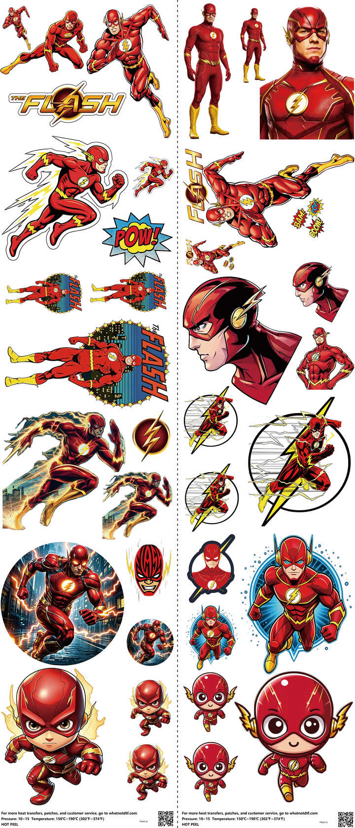 Hero-Inspired Art mixed-style heat transfer design set on a 23.5 by 53 inch sheet